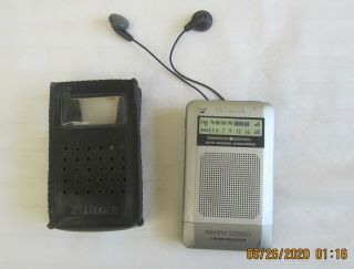 Aiwa Am/fm Stereo Receiver Cr - As75d Vintage Portable Auto Winding Headphones