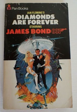 1971 Diamonds Are Forever - Ian Fleming James Bond 007.  Film Tie - In.  Pan Vintage P/b
