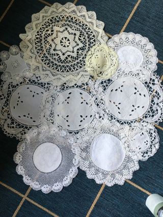 Vintage Round Doilies X10 - Lace,  Cut Work,  Crochet