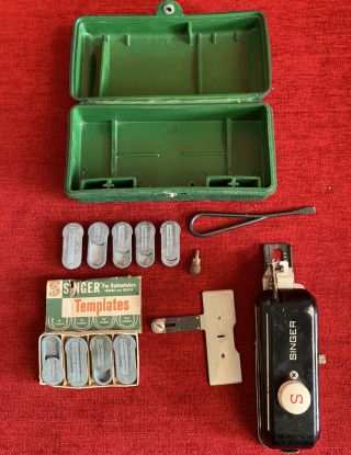 Vintage Singer Sewing Machine Attachment Buttonholer W654321n Templates,  Case