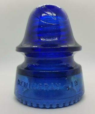 Antique Glass Insulator Cobalt Blue Cd 162 Hemingray No 19