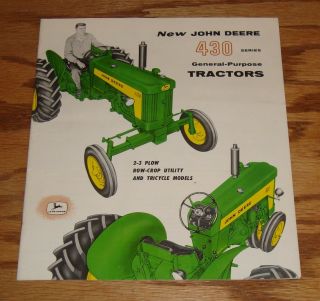 1959 John Deere 430 Series Tractor Sales Brochure 59 2 - 3 Plow Row Crop