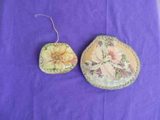 Pin Needle Book Hand Sewn Flower Greeting Card Hand Crafted X 2 Vintage