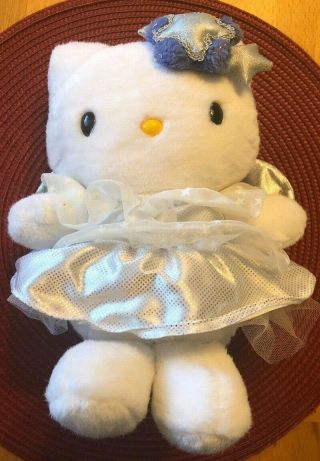 Hello Kitty Vintage Sanrio Angel Wings Stars Silver Plush Doll Stuffed Animal