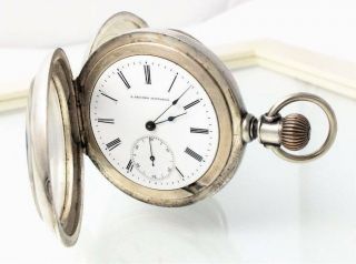 Running Antique E.  Jaccard St Louis Size 18 Waltham Coin Silver Pocket Watch