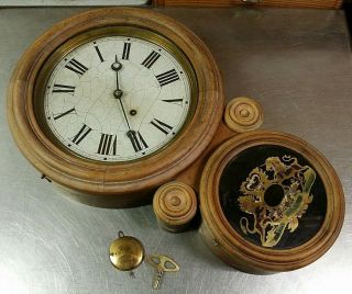 Antique 1861 Elias E Ingraham Bristol Conn Figure 8 Clock,  8 Day Ionic Style