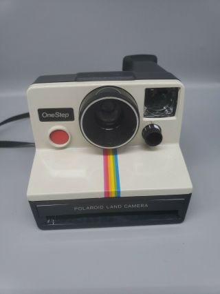 Vintage Polaroid One Step Rainbow Instant Land Camera With Strap 0001
