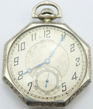 Antique Plated American Waltham Open Face Pocket Watch.  17 Jewels.  Order