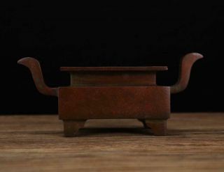 Old Chinese Bronze Incense Burner With Handle Yutangqingwan Mk H2.  87”