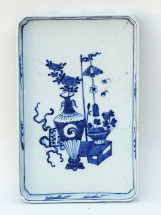 19th C.  Antique Chinese Porcelain Blue White Platter Plate Tea Tray Qing Dynasty