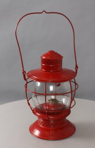 W.  T Company Antique Railroad Kerosene Lantern With Clear Lantern