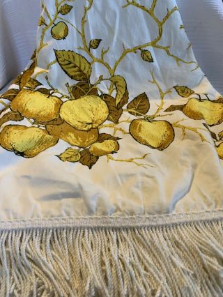 Vintage Round Apple Linen Table Cloth With Fringe By Luther Travis 60 Inches