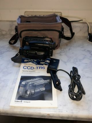 Vintage Sony Handycam Video 8 Ccd - Tr6 W Battery,  Strap,  Bag,  No Charger