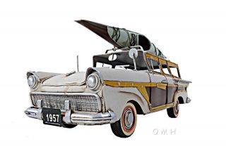 1957 Ford Country Squire Station Wagon Woody Metal Model 13 " W/ Kayak Boat