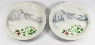 2 Great Northern Railway Railroad Train Dining Car Plate Sterling China 7.  25 Dia