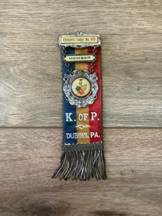 Vintage Knights Of Pythias Ribbon Badge Lodge 475 Dubois,  Pa