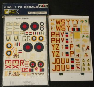 Two Vintage Esci 1:72 Scale Raf Decal Sheets - Stirling/whitley And Lancaster