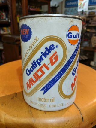 Vintage Gulf Gulfpride Multi - G Motor Oil 1 Quart Molded Plastic Can