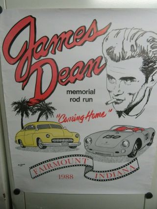 1988 James Dean Car Show Poster Museum Days Fairmount In Paper 17 X 20 7/8 Jr114