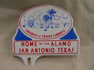 Vintage Home Of The Alamo San Antonio Texas Souvenir License Plate Topper