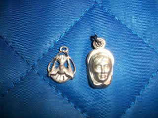 Vintage 2 Pure Sterling Silver Virgin Mary Rosary Charms