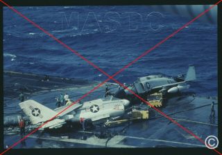 4x 35mm Duplicate Aircraft Slides - Uss Enterprise Deck Fire Off Hawaii In 1969