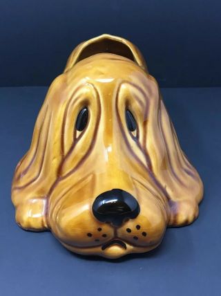 Vintage Ceramic Basset Hound Dog Planter