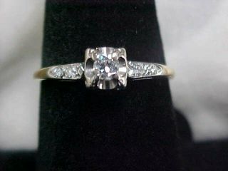 ANTIQUE DECO 1920 ' S OLD EUROPEAN MINE CUT NATURAL DIAMOND RING 14K YELLOW GOLD 2