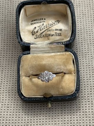 Antique Art Deco 9ct Gold & Platinum Diamond Ring