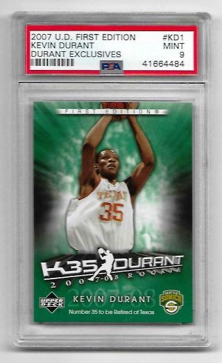 Kevin Durant 2007 Upper Deck Ud First Edition Exclusives Kd1 Psa 9 Pop 5