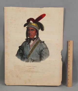 1837 Antique E.  C.  Biddle,  Opothle Yoholo Creek Chief Hand Colored Lithograph