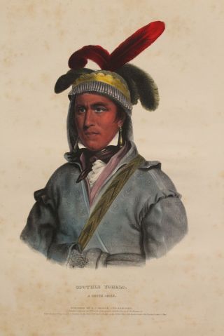 1837 Antique E.  C.  Biddle,  Opothle Yoholo Creek Chief Hand Colored Lithograph 3
