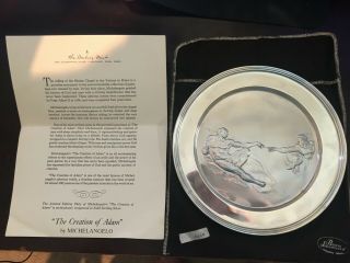 Limited Edition English Sterling Silver Plate " The Creation Of Adam "