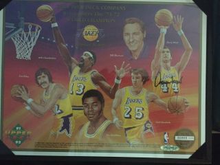 Jerry West Authenticated Signed Poster In Leather Binder From Upper D