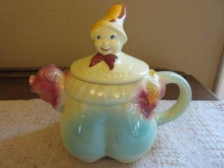 Vintage Shawnee Pottery 1940s Tom The Pipers Son Clown & Pig Teapot Hand Painted