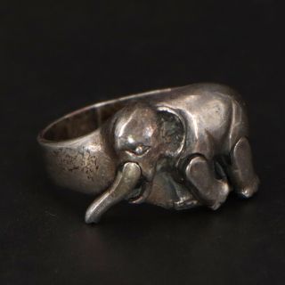 Vtg Sterling Silver - Elephant Trunk Animal Solid Ring Moves Size 6.  5 - 4g