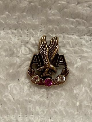 Vintage American Airlines 25 Year Service Pin Balfour 10k Gold Diamonds & Ruby