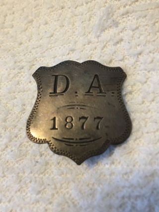 Antique D.  A.  Badge Pin 1877 Small John Robbins Boston 1 " X1 "