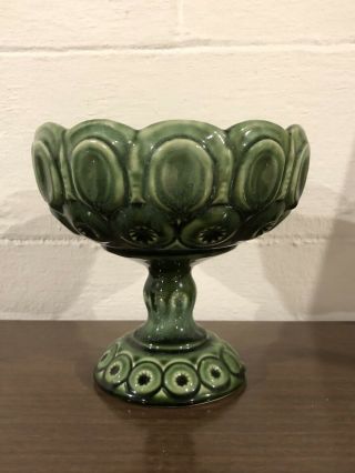 Vintage Ceramic Green Pedestal Planter Bowl