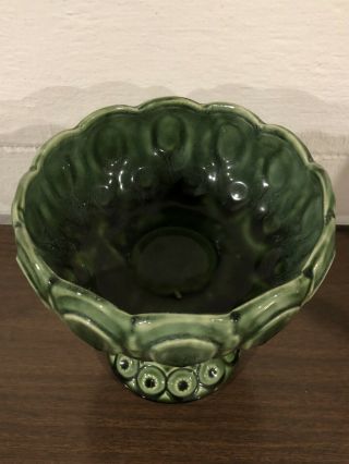 Vintage Ceramic Green Pedestal Planter Bowl 2