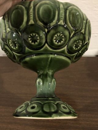 Vintage Ceramic Green Pedestal Planter Bowl 3