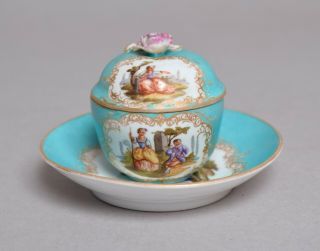 A Antique 19th Century Dresden German Porcelain Tea Cup Saucer