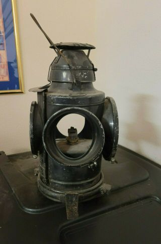 Antique Handlan caboose or coach marker railroad lantern lamp - 15 