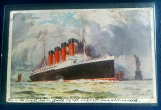 Cunard Line - R.  M.  S.  " Lusitania " - Sept.  24,  1907.  Great Message Entailed.