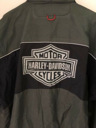Harley Davidson Mens Size Xl Winter Motorcycle Jacket Green/black Zip& Hook/loop