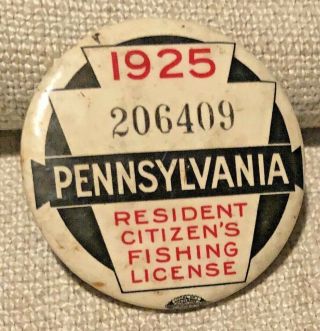 1925 Pa Pennsylvania Resident Citizens Fishing License 206409