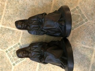 Pre - 1920 Antique Pair Armor Bronze Bookends Monks with Crucifix 3