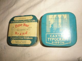 Vintage " Caxton Typeocraft & Type Bar Brand " Typewriter Ribbon Tins