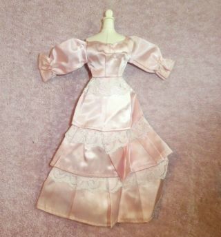 Vintage Barbie Doll - Vintage Barbie Clone Pink Satin And Lace Long Dress