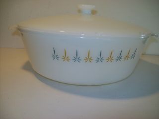 Vintage Fire King Round Covered Casserole Dish With Lid Candle Glow 3 Qt 439